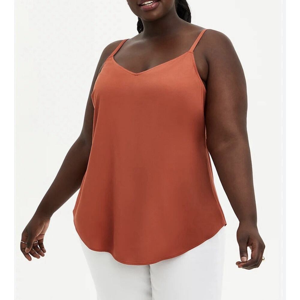 Torrid size 4X orange cami v-neck rust Auburn soft stretch‎ blouse Top A003758